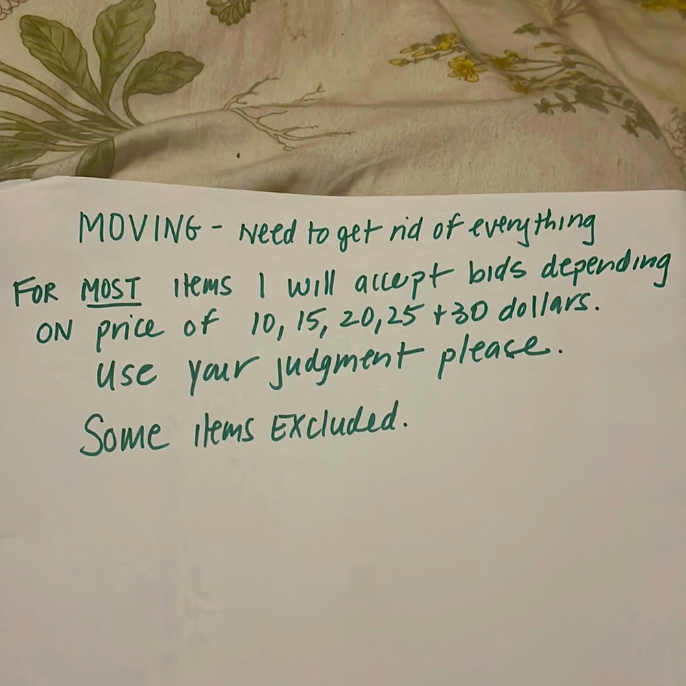 Moving Sale- Accepting Bids. Some Items Excluded - image 1